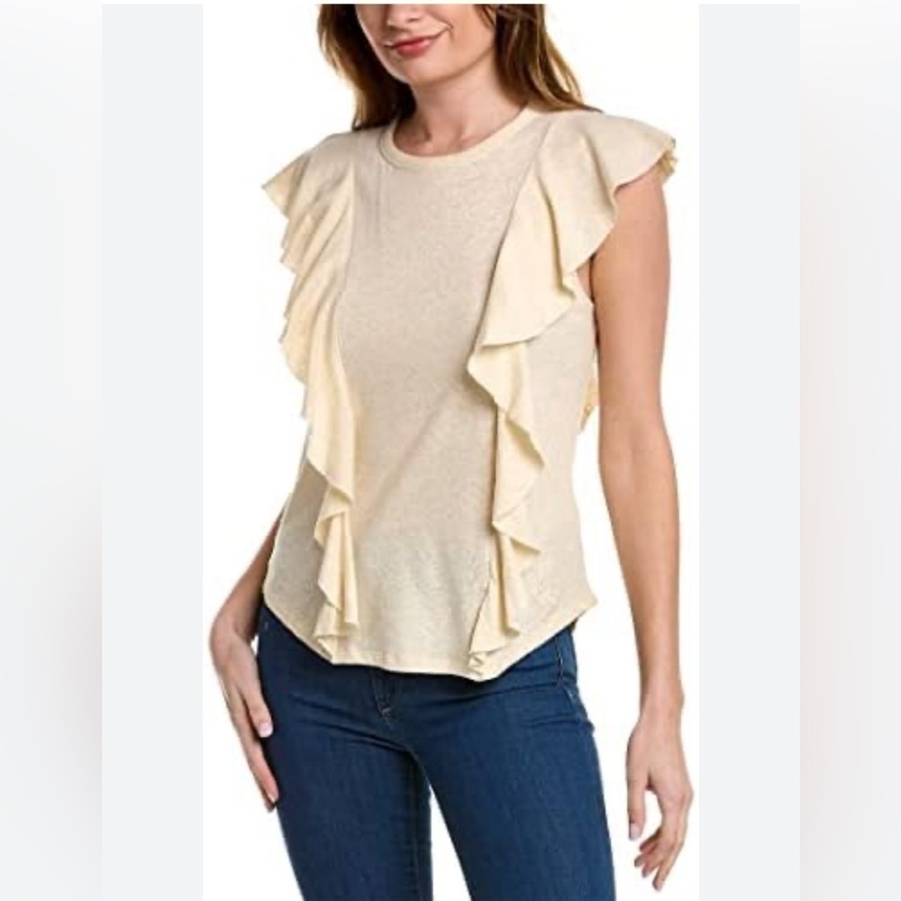Ted Baker Women's Size 1 / US Small Kathley Linen Blend Tank Top Ruffled Beige